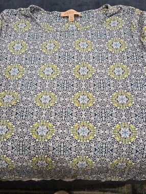 Philosophy Blue, Yellow & Cream Medallion Print Top
